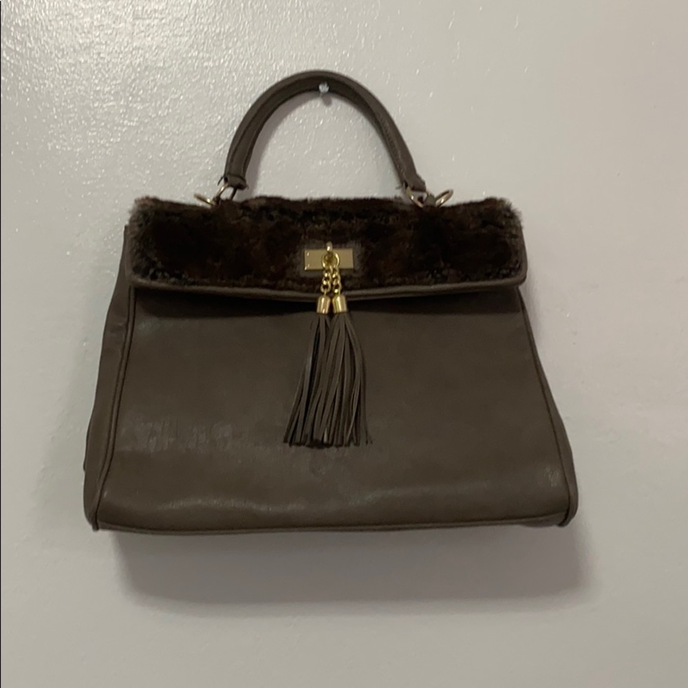 Aldo gray/brown leopard handbag
